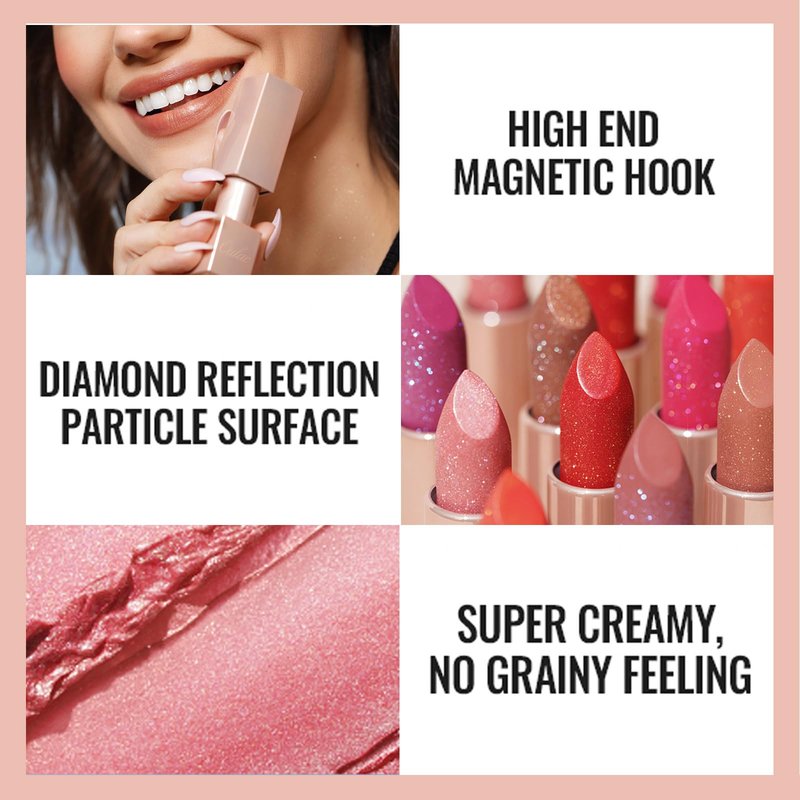 Oulac Pink Shimmer Lipstick for Women, Infinity High Shine Finish, Hydrating Lip Color Infused with Damask Rose Oil for All-Day Comfort, Gluten-Free Vegan Beauty, D02 Sparkle Sensation