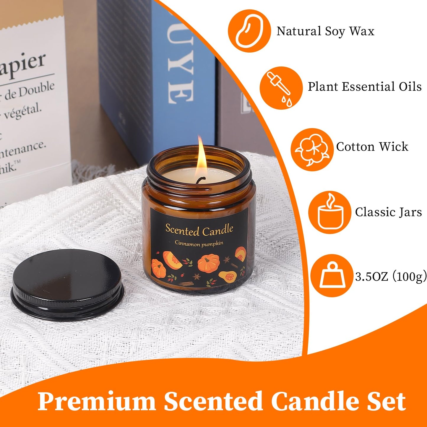 Aeraroma 6 Pack Candles for Home Scented, Aromatherapy Candles for Women Men, 21oz Natural Soy Wax Scented Candle Set, Amber Jar Candle Gifts Set for Birthday, Christmas, Valentines Day