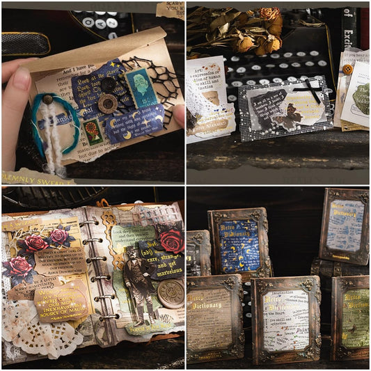 180 PCS Gold Vintage English Scrapbook Stickers,Retro Graffiti Letter Aesthetics Decals for Adults Tenns Girls Notebook Junk Journal Bullet Journal Planner DIY Crafts Computer Phone Water Bottle