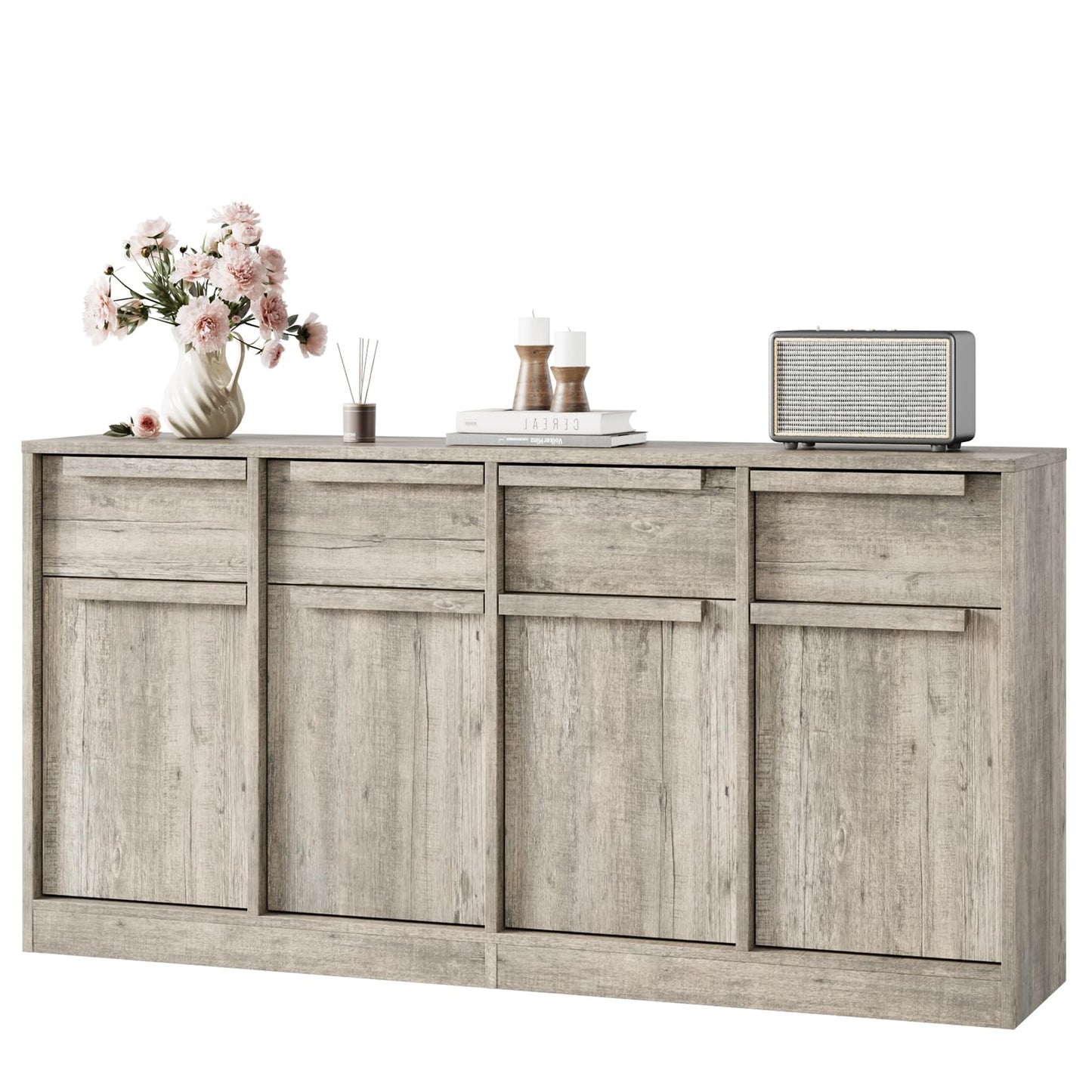 IDEALHOUSE Sideboard Buffet Cabinet with Drawers, Large Coffee Table, Modern Storage Buffet Table for Kitchen, Dining Room, Living Room