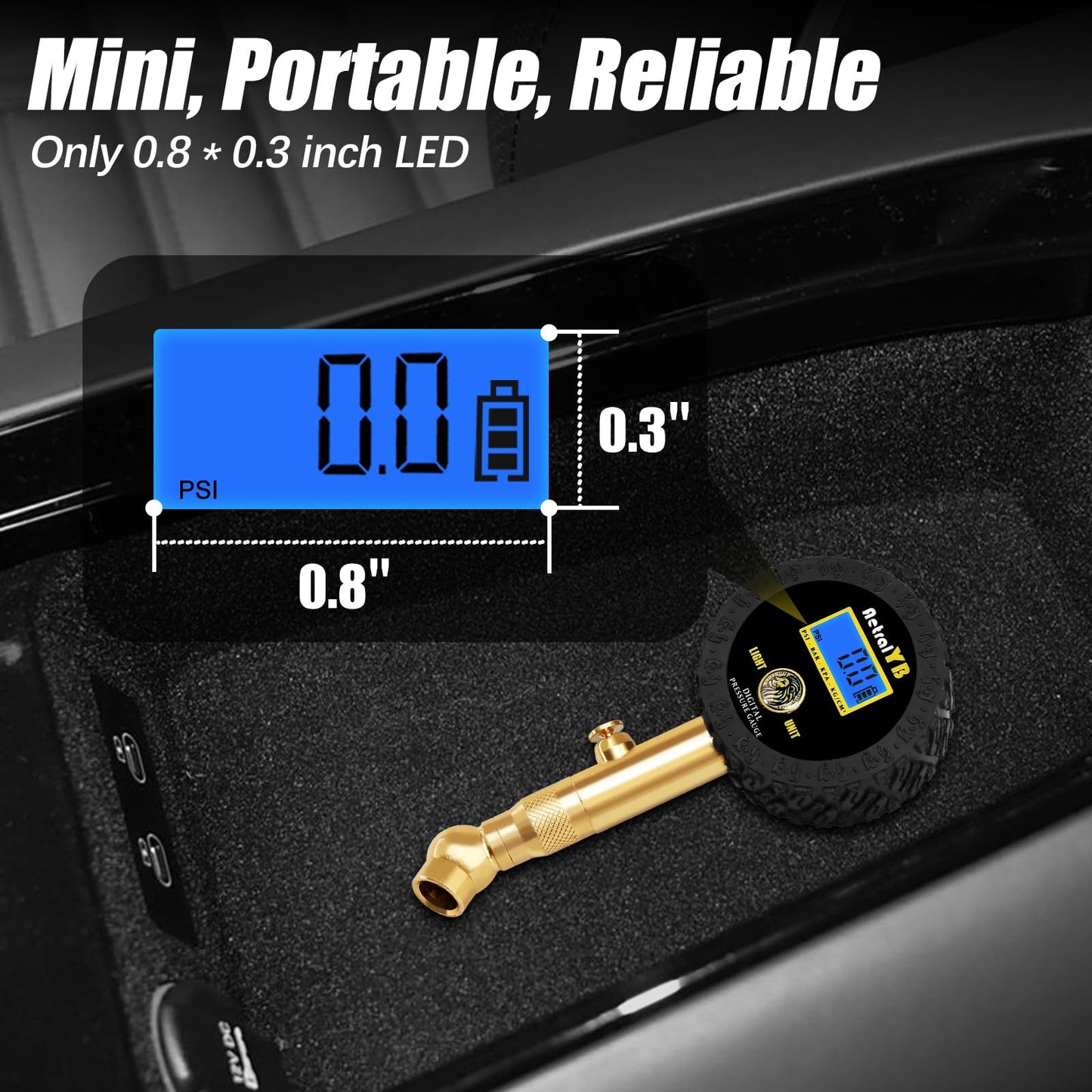 Digital Tire Pressure Gauge, 1.5 inch LED Display, Air Pressure Gauge for Tires with 360° Swivel Chuck, 100 Psi Tire Gauge for Truck Bus RV Car Motorcycle Bike