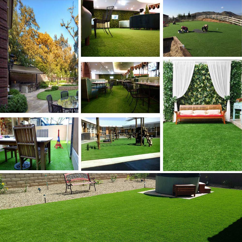 Griclner Artificial Grass Lawn Turf 10 FT x 20 FT(200 Square FT) 0.8inch Realistic Synthetic Grass Mat, Indoor Outdoor Garden Lawn Landscape for Pets,Fake Faux Grass Rug with Drainage Holes