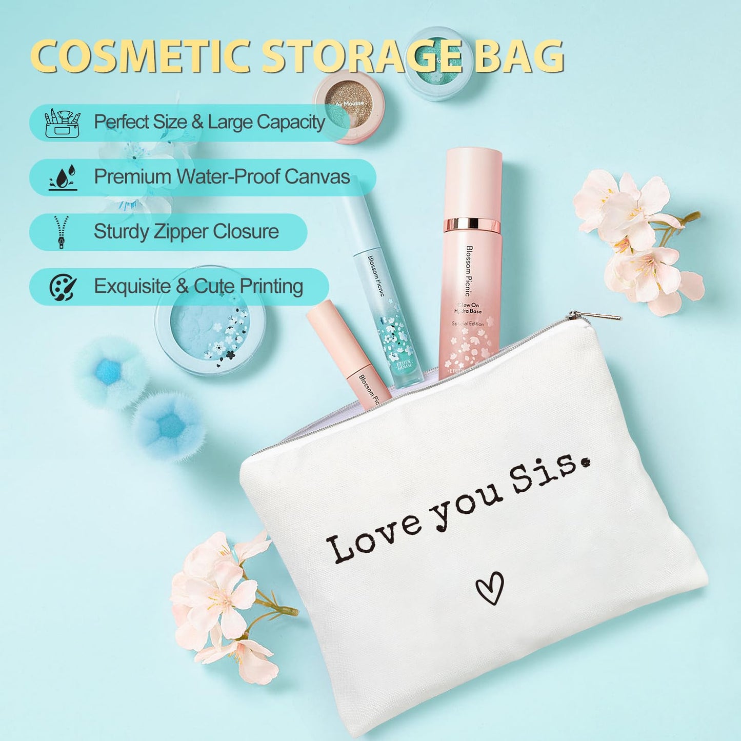 Sisters Gifts from Sister, Birthday Gift, Christmas Mothers Day Gifts for Women, Best Ever Gift Basket with Tote Bag, Cool Love You Box Unique Present Ideas for Sis Adult, Sister in Law Pink