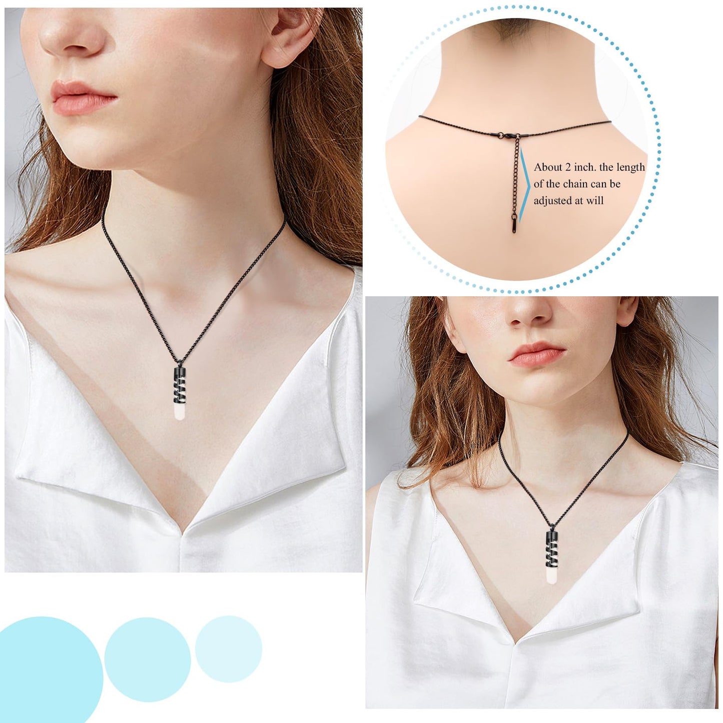 Oinsi Clear Glass Tube Cremation Urn Jewelry Ashes Holder Necklace Keepsake Memorial Pendant Including Box/Fill Kits (Black)