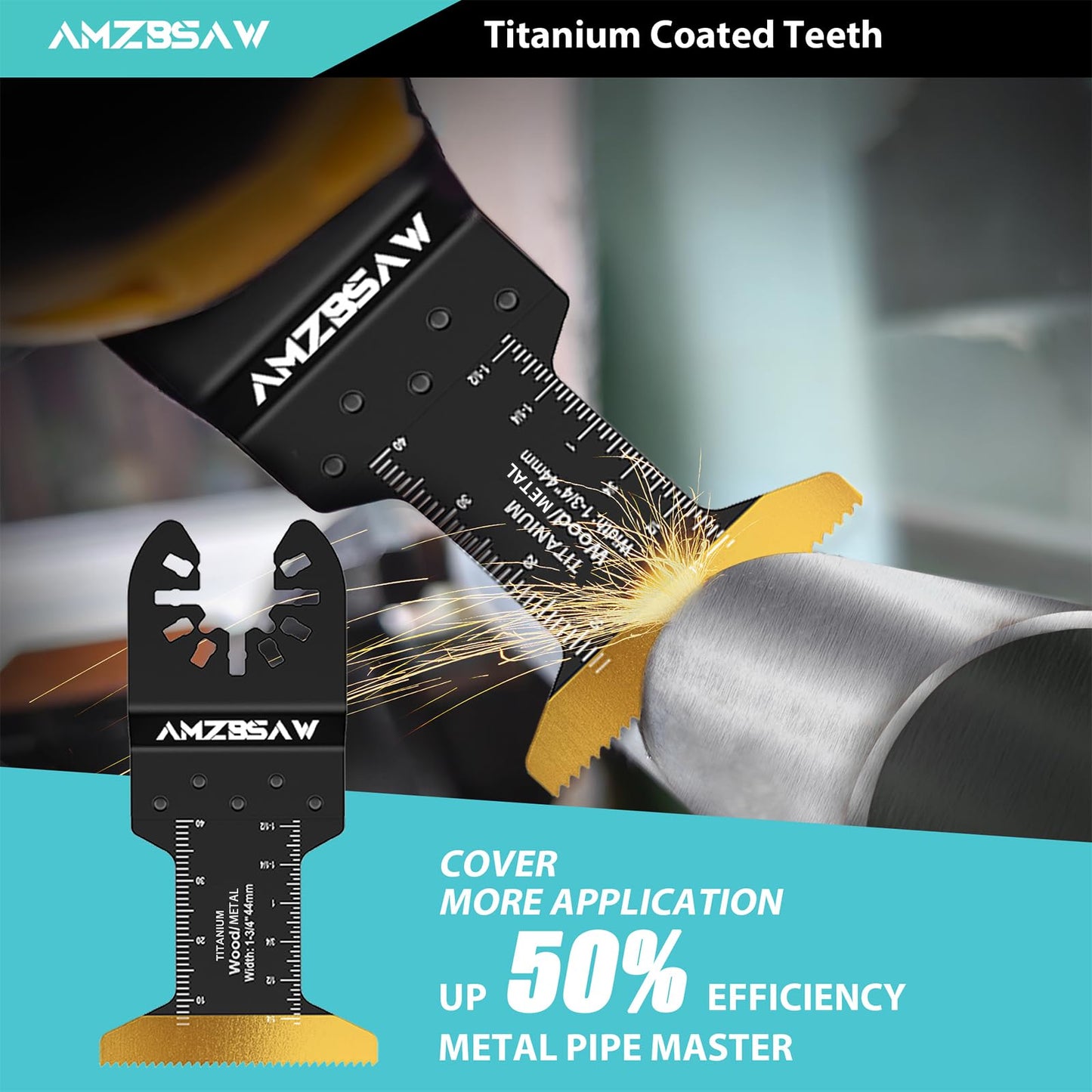AMZBSAW 22PCS Titanium Oscillating Multitool Blades Metal Cutting, Universal Saw Blades for Metal Nails Hard Material and Wood Plastic, Multi Tool Blades Kits Fit Dewalt Bosch Milwaukee Ryobi