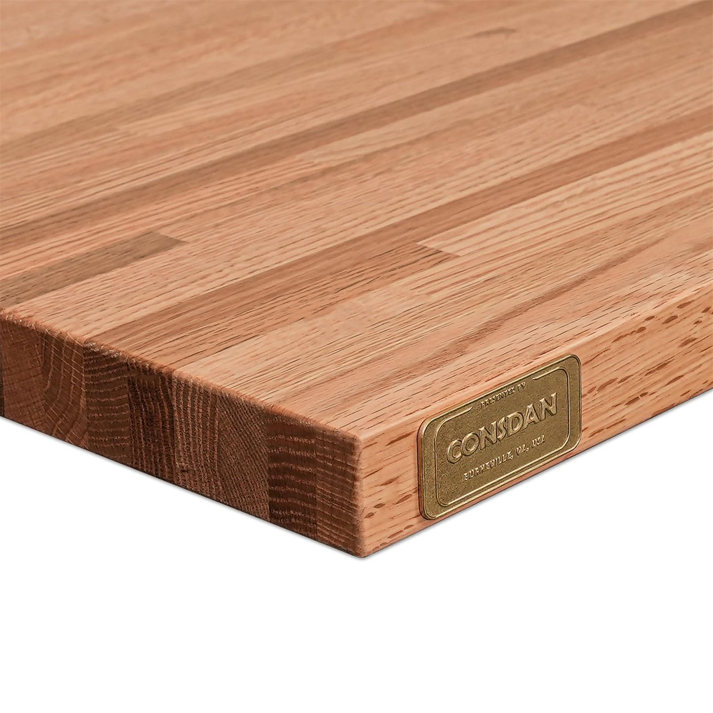 CONSDAN Butcher Block Counter Top, USA Grown Oak Solid Hardwood Countertop, Wood Slabs for Kitchen, Reversible, Both Side Polished, Prefinished with Food-safe Oil, 1.5" Thickness, 36" L x 25" W