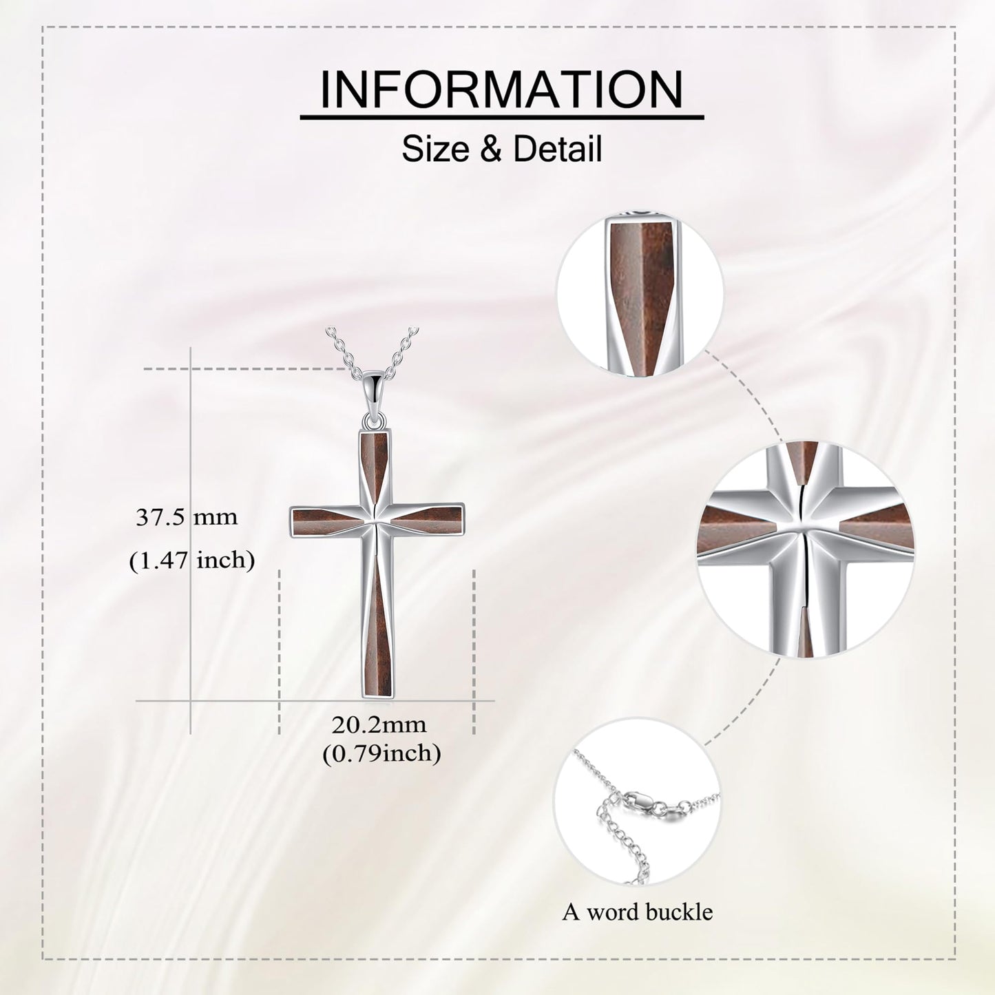 ONEFINITY Religious Wood Cross Necklace Sterling Silver Origami Cross Pendant Gifts for Women Men Jewelry (Wood Cross)