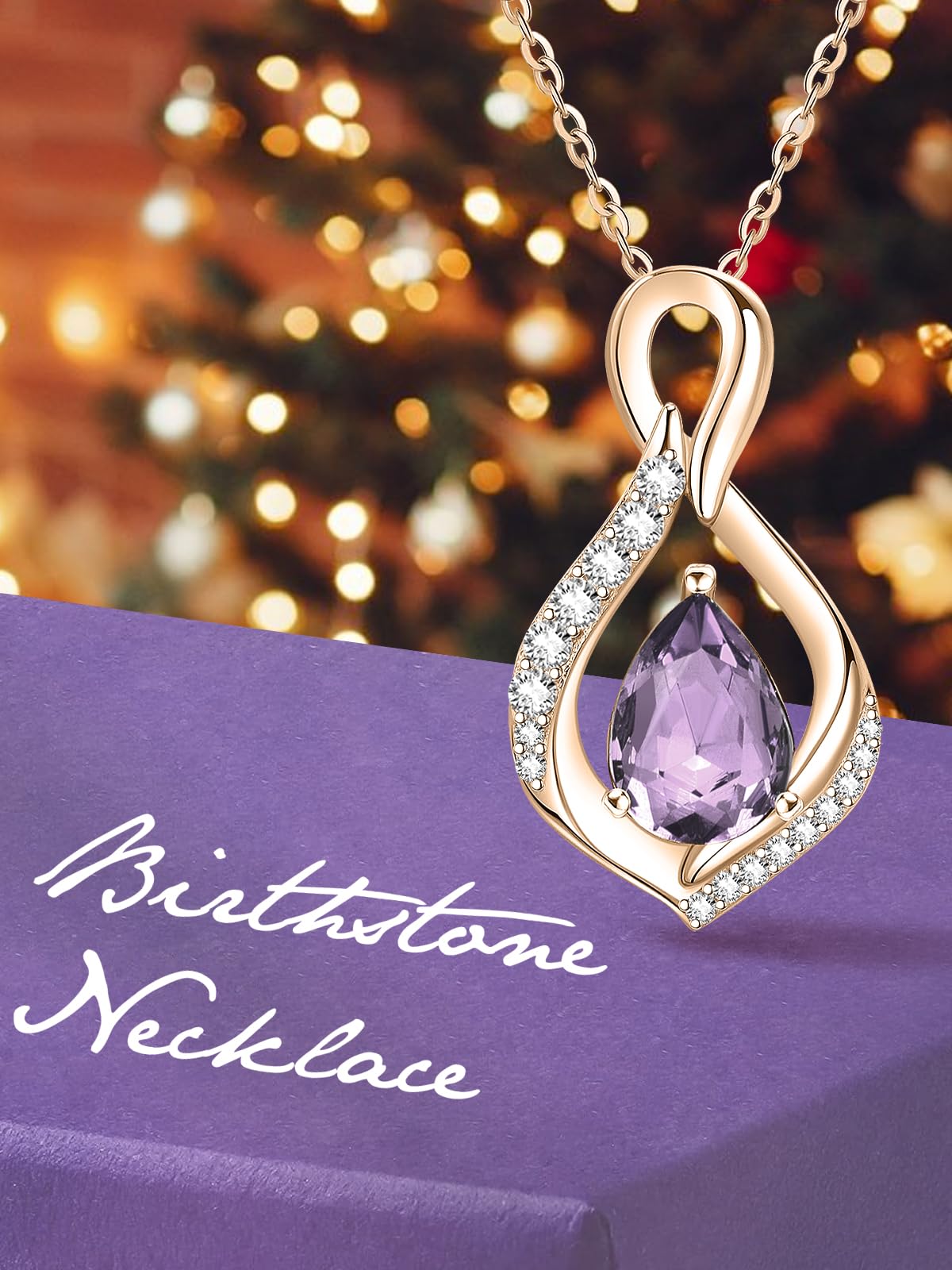 JIYVY32 Alexandrite Infinity Necklace for Women June Birthstone Necklaces Rose Gold Plating Anniversary Birthday Gifts for Wife Her Mom Girlfriend Birthstone Jewelry Gifts for Women