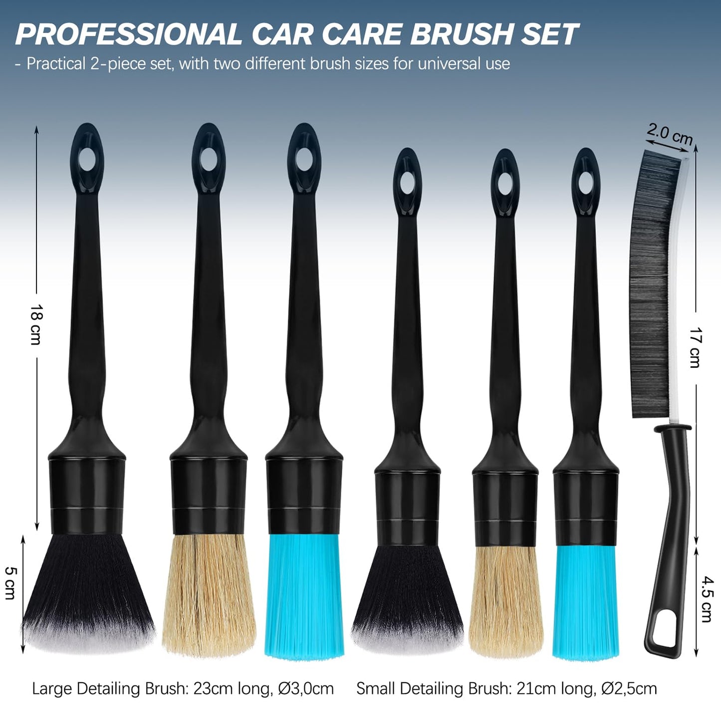 Menchingan Car Detailing Brushes Set, 8-Piece Auto Detail Cleaning Brush Tool Kit in Ultra-Soft/Middle/Hard, Crevice Brush for Car Interior & Exterior, Leather, Air Vents, Emblems, Wheels Wash & Care