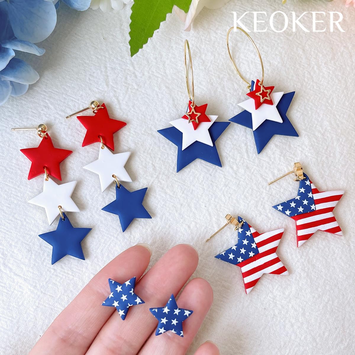 Keoker Stars Clay Cutters - 7 Pcs Fourth of July Polymer Clay Cutters, Independence Day Clay Earring Cutters, 4th of July Clay Cutters, Stars Polymer Clay Cutters (Stars)