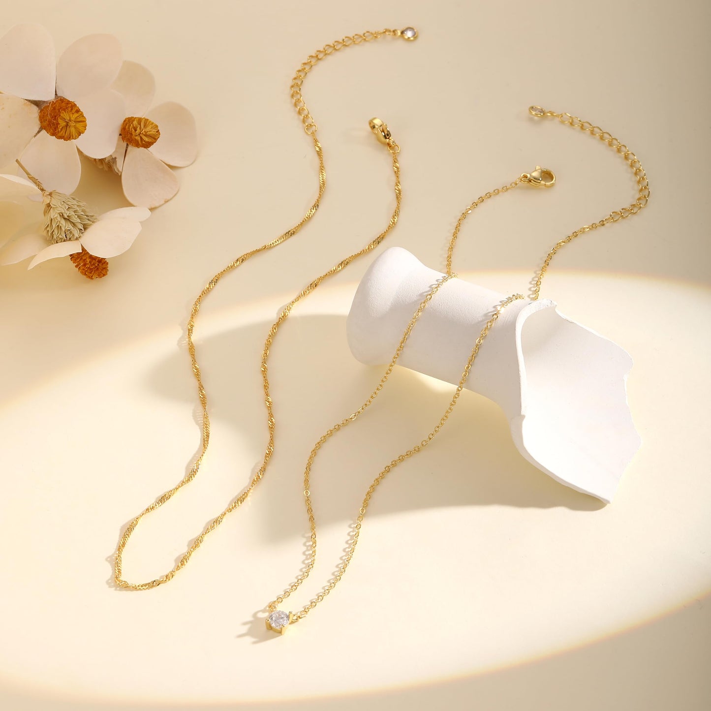 Hothrty Layered Gold Necklace for Women Dainty 14K Gold Plated CZ Pendant Necklace Choker Necklace for Women Gold Necklace Stack Diamond Simple Trendy Jewelry Set