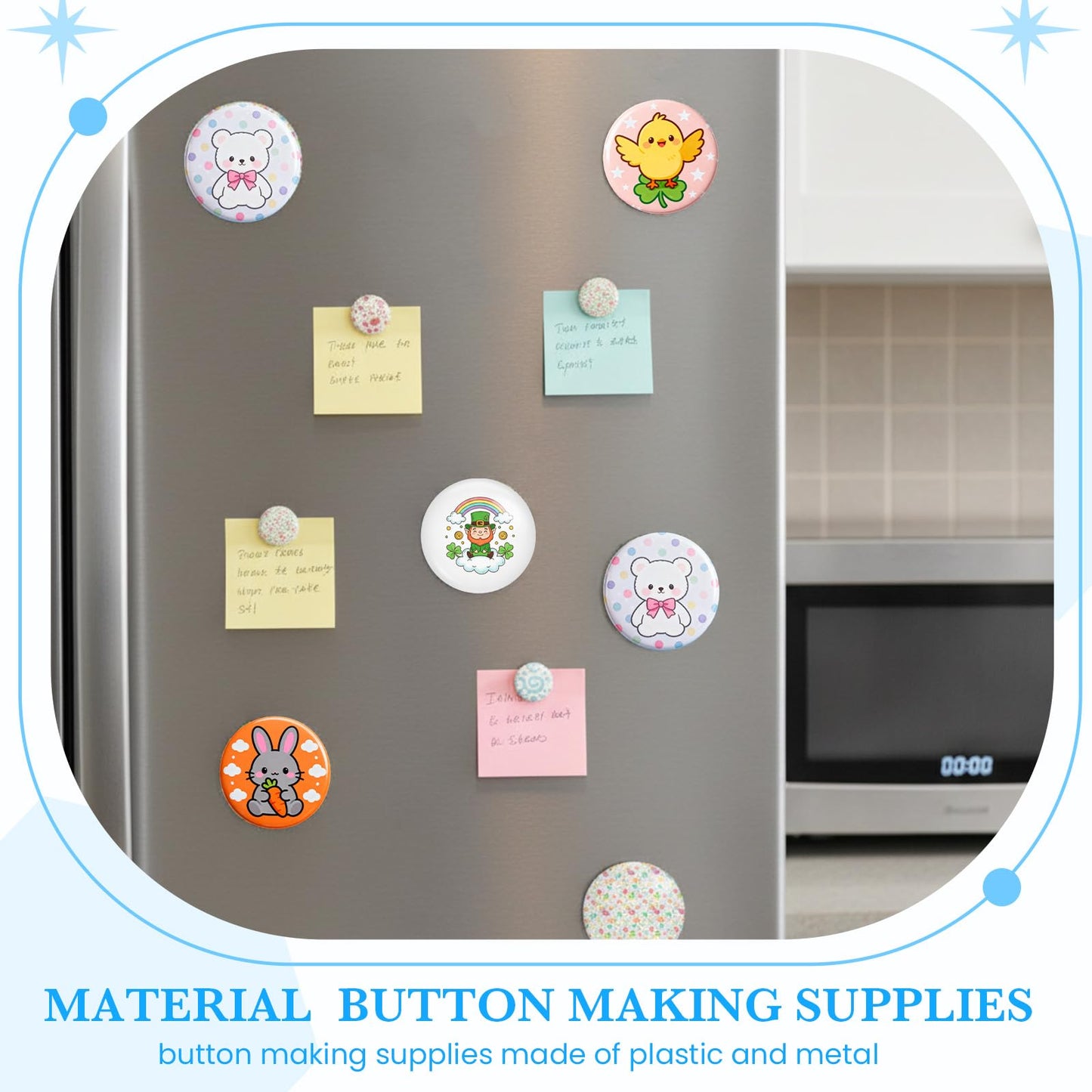 Wavwavw 100 Sets 58mm/2.25 Inch Round Button Maker Supplies, 50 Pcs Blank Fridge Magnet Badge Parts and 50 Pcs Pin-Back Badge Parts Press for Square Button Maker Machine, DIY Gift Crafts