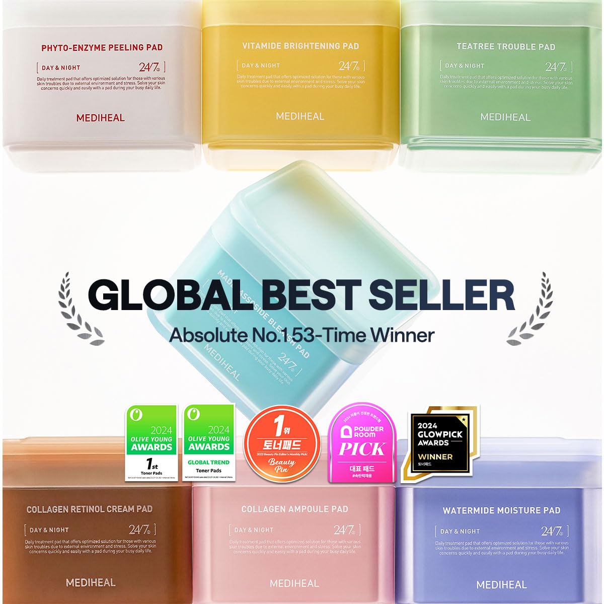 MEDIHEAL Toner Pads - Retinol Collagen Lifting Pad (100 counts) for Skin Rejuvenation & Firming - Lifting Pads for Enhancing Skin Texture - Vegan Stretchable Lifting Fabric, Korean Skin Care