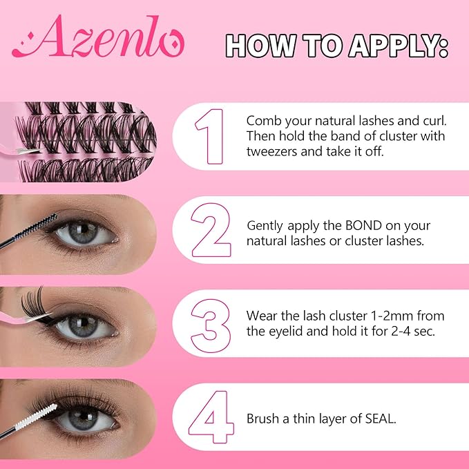 Azenlo Lash Extensions Cluster DIY Lashes 240pcs 30D 80D 10-16mm Eyelash Clusters Individual Lashes Cluster Lash Kit Thin Band Lash Kit(30D+80D KIT)