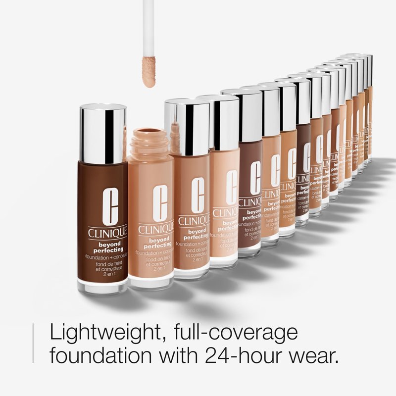 Clinique Beyond Perfecting Lightweight Liquid Foundation + Concealer For Dry Combination to Oily Skin Types | Full Coverage + Natural Matte Finish, Beige, 1 Fl Oz