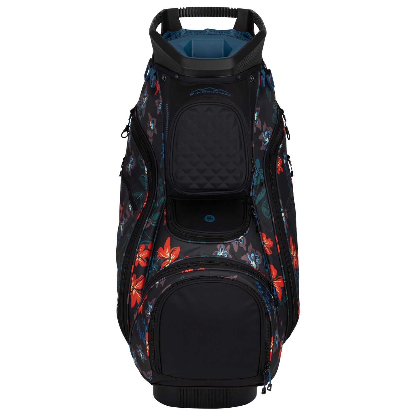 Sun Mountain Women's Diva Lightweight Cart Golf Bag 14-Way Top - 8 Pockets, Smart Dual Strap System, Push-Electric-Riding Cart Compatible Compression Base, 2025 Model - Black-Tropic Flower