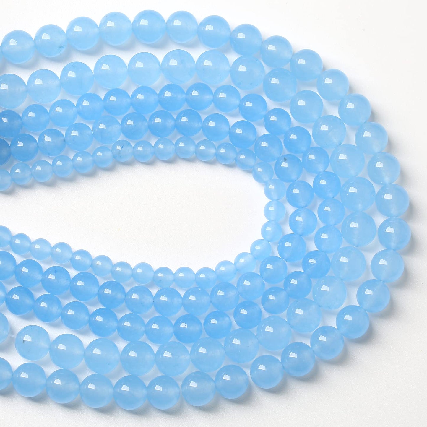 10mm 38pcs Blue Natural Chalcedony Aquamarines Stone Beads for Jewelry Making Round Jades Beads DIY Bracelet Accessories