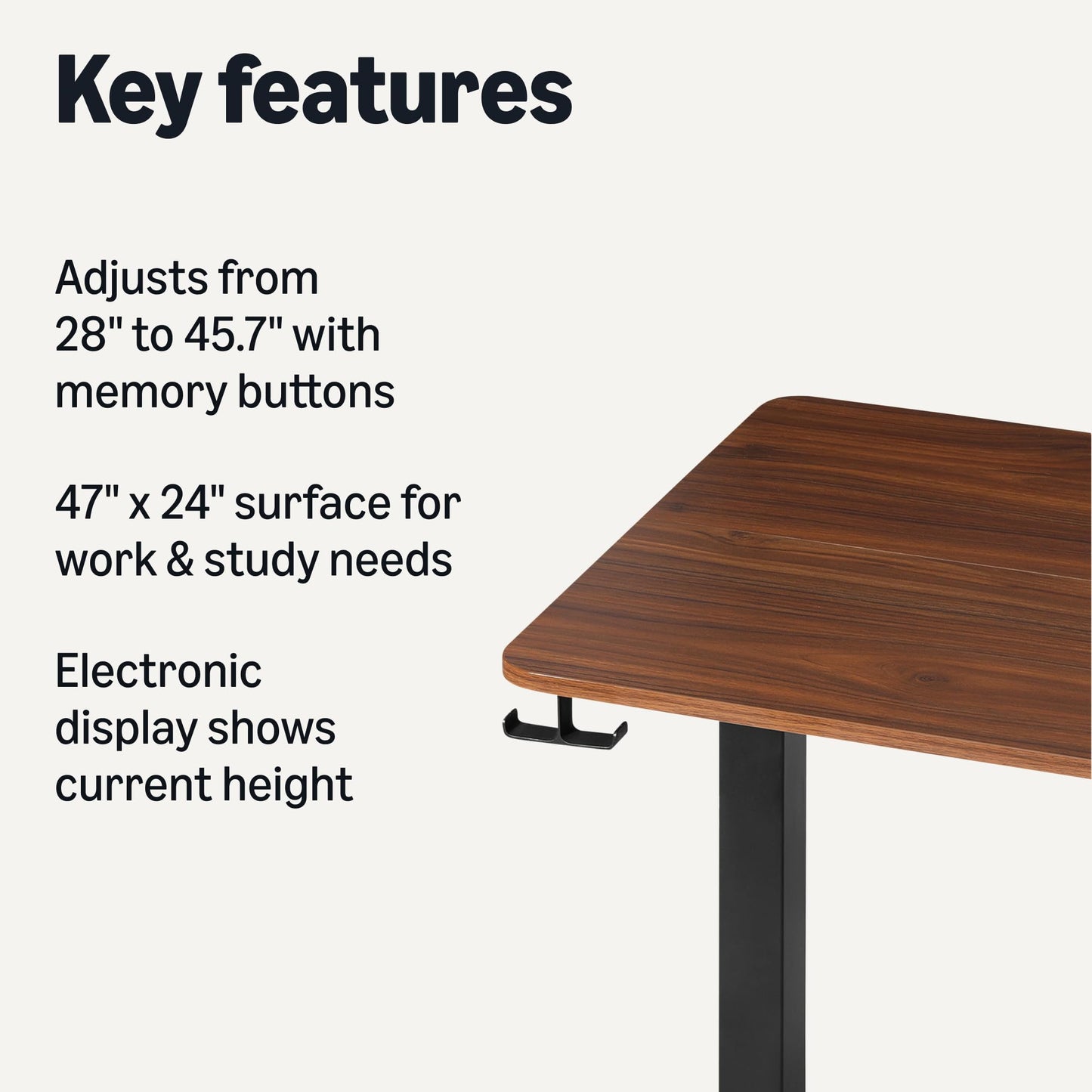 Amazon Basics Electric Standing Desk, Height Adjustable Home Office Desk, Black/Walnut Effect