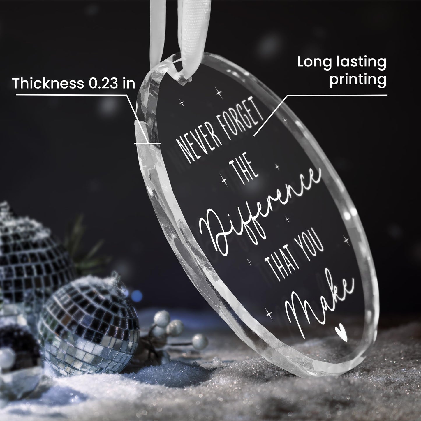 OASSIE Christmas Thank You Gifts for Women - Glass Christmas Ornaments 2025 for Tree Decorations - Appreciation Retirement Thanksgiving Gifts for Women Boss Coworker Teacher Nurse Friend