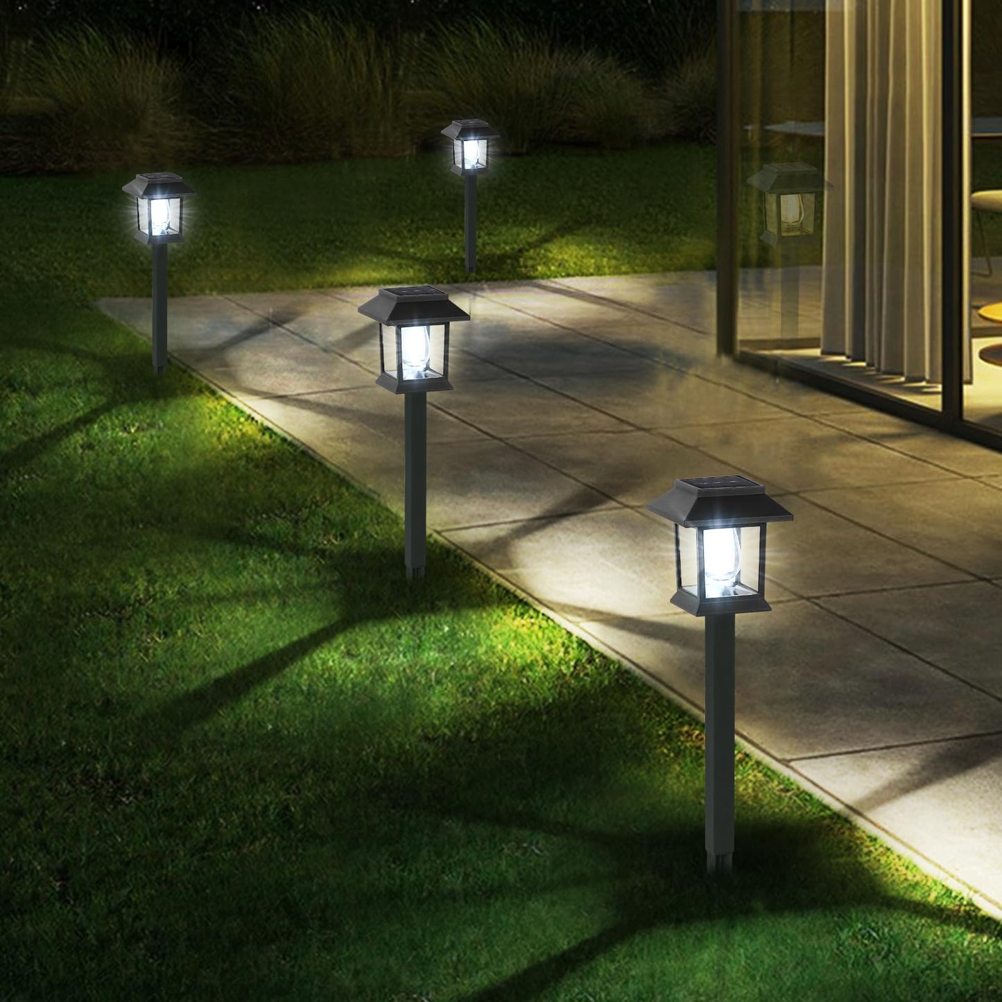Greluna Solar Lights Outdoor, 6 Pack 6000K Waterproof Auto On/Off Solar Pathway Lights for Garden, Landscape, Path, Yard, Patio, Driveway, Walkway Decor