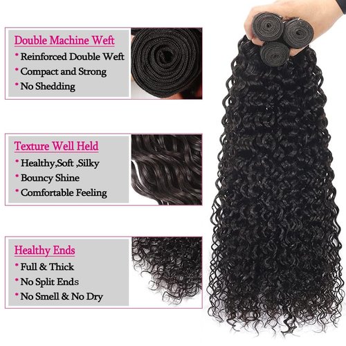 Giginger Bundles Human Hair 18 20 22 Inch Water Wave Brazilian Virgin Curly Human Hair Bundles Unprocessed Quick Weave Soft Sewn In Hair Extensions for Black Women
