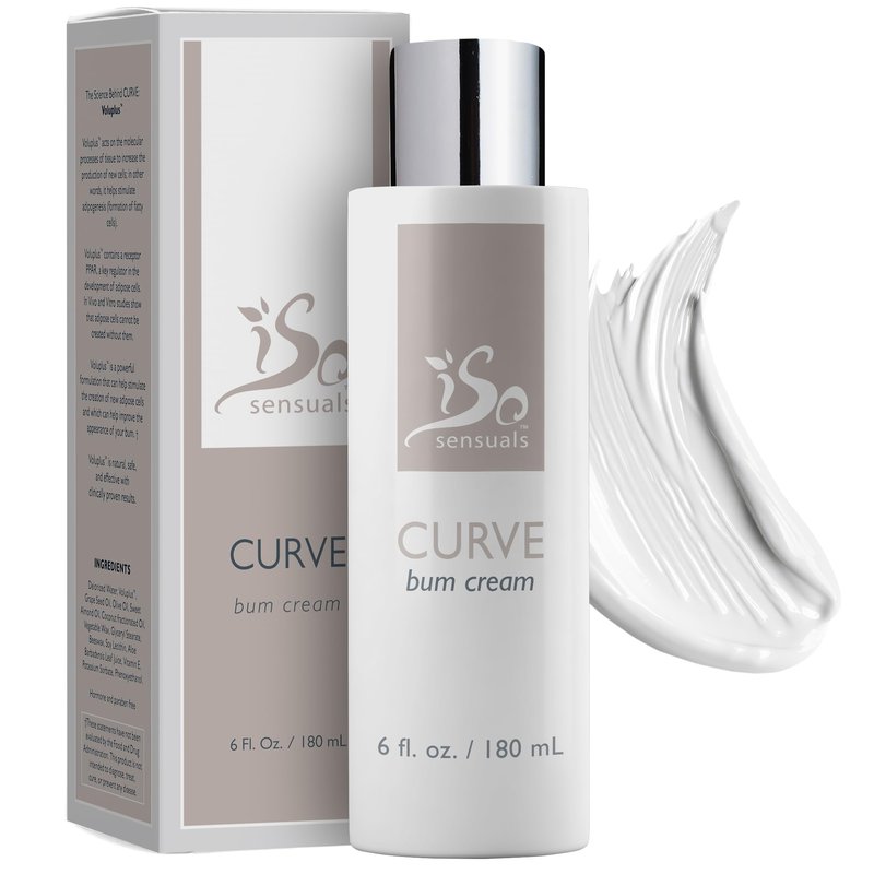 IsoSensuals CURVE Butt Enhancement Cream - for Women and Men, Natural Growth and Plumping Enhancer, Faster, Thicker, Bigger Results, 2 Month Supply