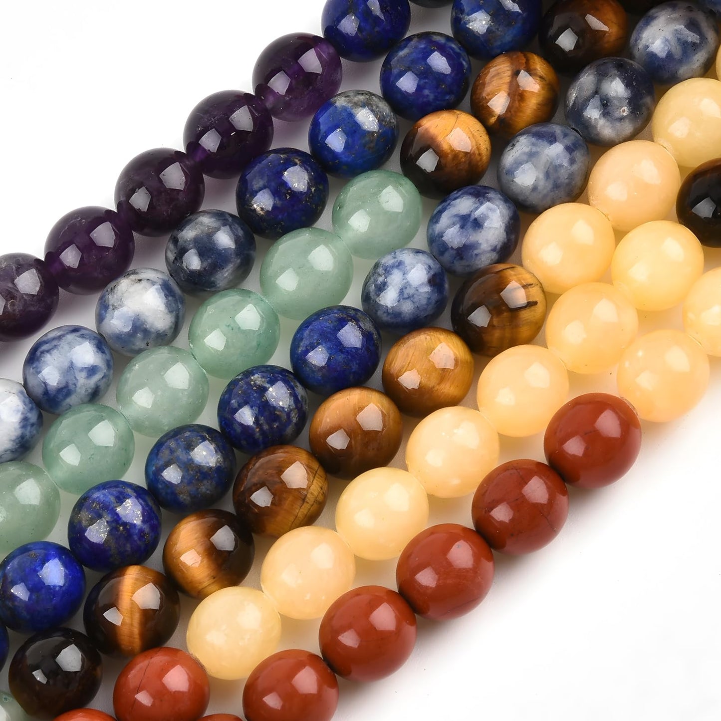 HAAMIIQII 60pcs 6mm 7 Chakra Natural Stone Beads Polished Round Loose Gemstone Beads for Jewelry Making Strand 15 Inch