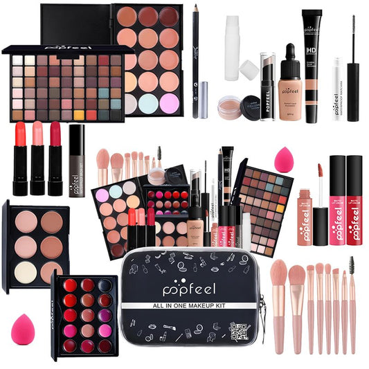 KARUIZI Makeup Kit All-in-one Makeup Gift Set for Women Full Kit, Eyeshadow Palette, Lip Gloss Set, Lipstick, Blush, Foundation, Concealer, Mascara, Eyebrow Pencil,Include Brush Set(KIT019)
