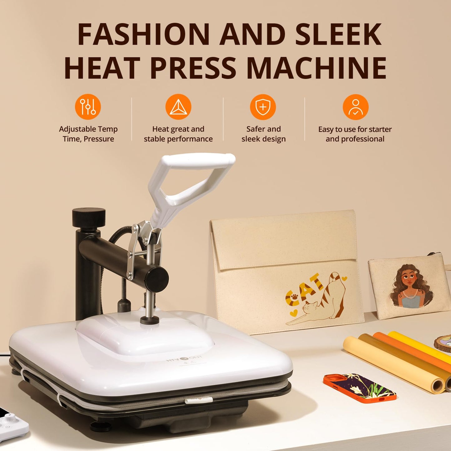 HTVRONT Heat Press Machine 15x15 - Swing Away Heat Press Machine for T Shirts - Professional Heat Press for Sublimation, Vinyl, Heat Transfer Projects, Heats Up Fast & Distribute Heat Evenly