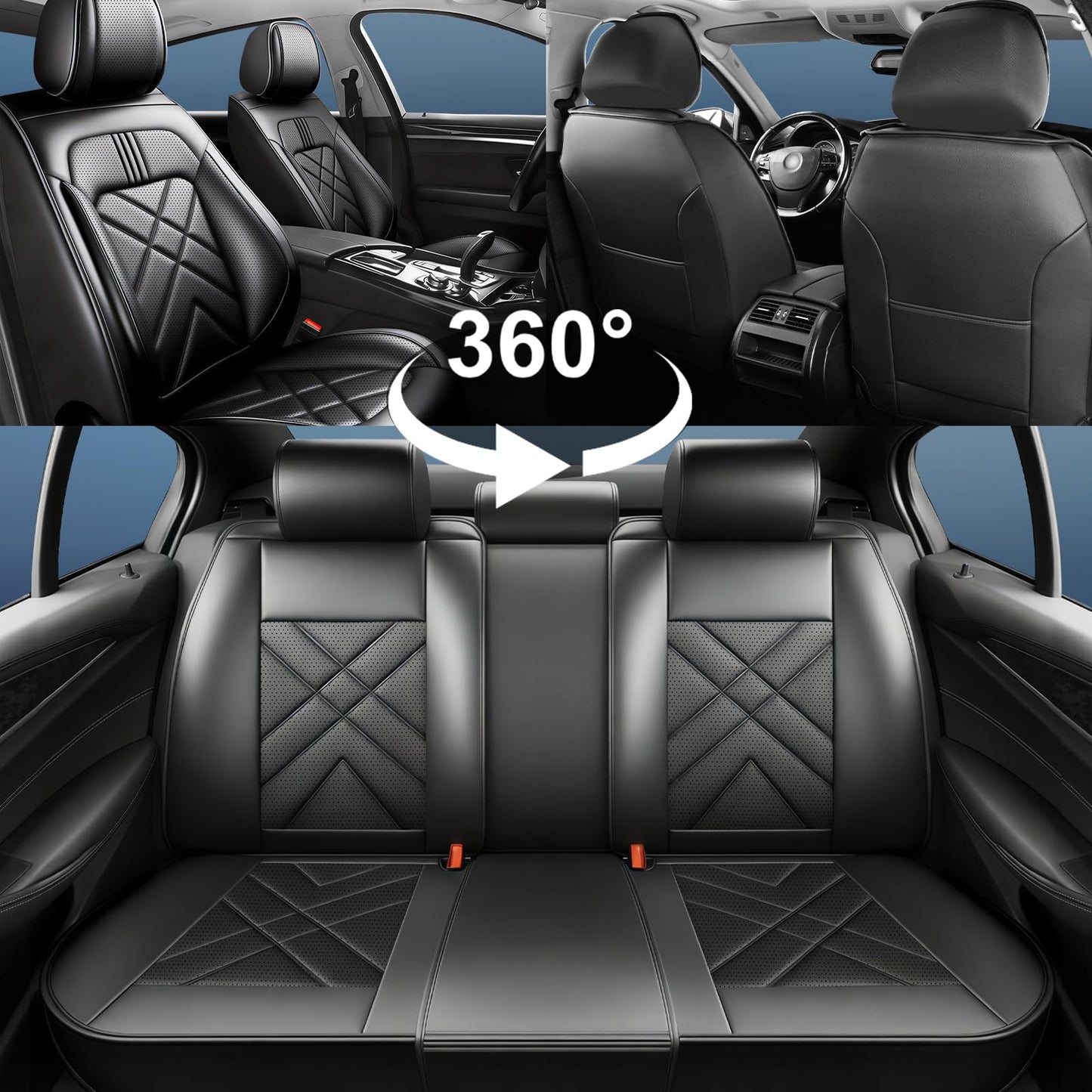 YOGLOD RAV4 Car Seat Covers Custom Fit for Toyota RAV4 2013-2025 2026, Full Coverage Leather Waterproof Breathable Seat Covers Full Set, Automotive Seat Protectors, Airbag Compatible(5 Seats, Black)
