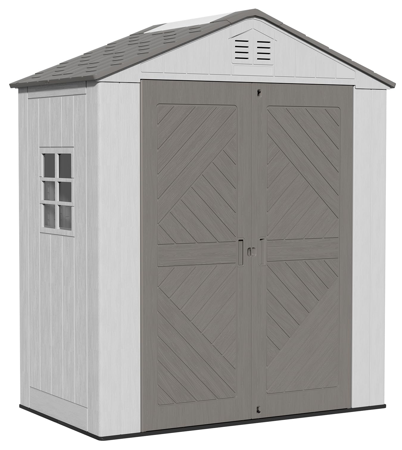 KINYING 6x4 FT Outdoor Storage Shed,Resin Clearance Outdoor Sheds with Floor,Weather Resistant Garden Tool Shed for Lawn Mower/Bike Storage/Pool Supplies,Lockable