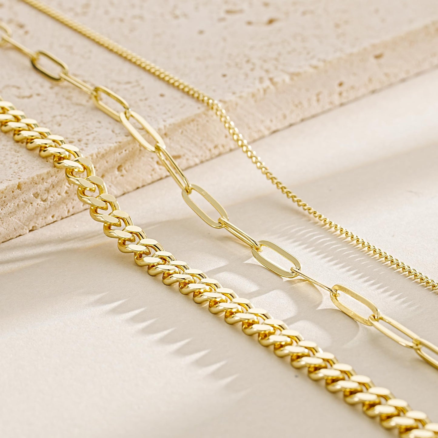 YOIHUR Gold Layered Necklaces for Women, 14K Gold Plated Dainty Necklace Chain Choker Necklaces Herringbone Necklace Set Gold Jewelry Gift for Women