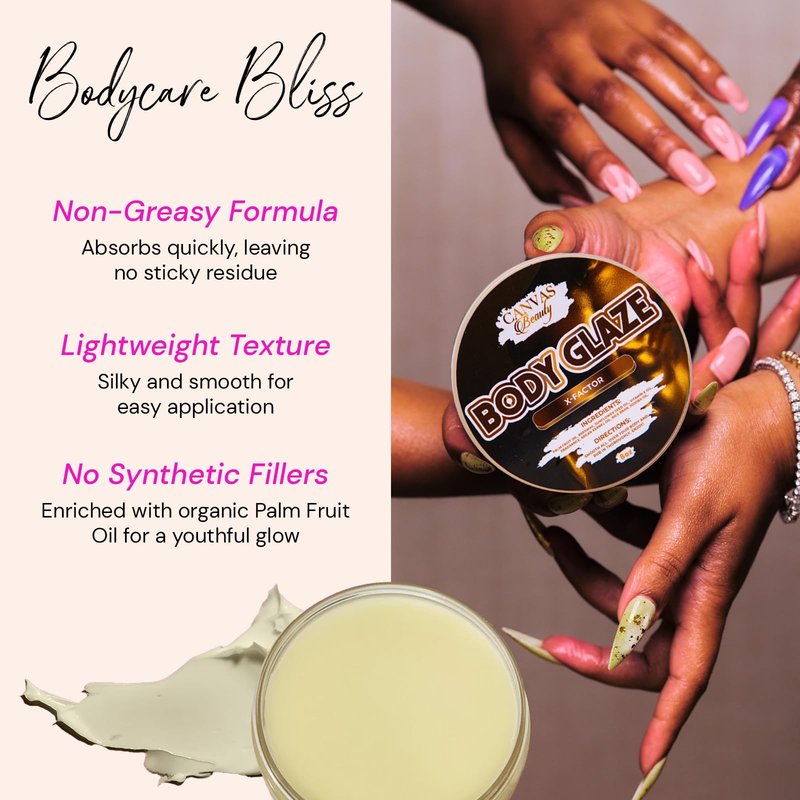 Canvas Beauty Body Glaze, Moisturizing Non-Greasy Body Butter for Women With Beeswax, Jojoba Oil, and Rice Bran for Soft and Glowy Skin (VANILLIONAIRE)