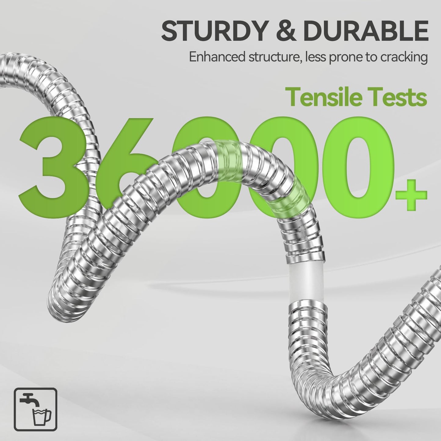 SPECILITE Expandable Garden Hose 100 FT, 304 Stainless Steel Heavy Duty Metal Water Pipe with Adjustable Nozzle - Flexible, Kink Free, Leak-Proof, Lightweight, for Outdoor, Yard, Lawn, Car Washing