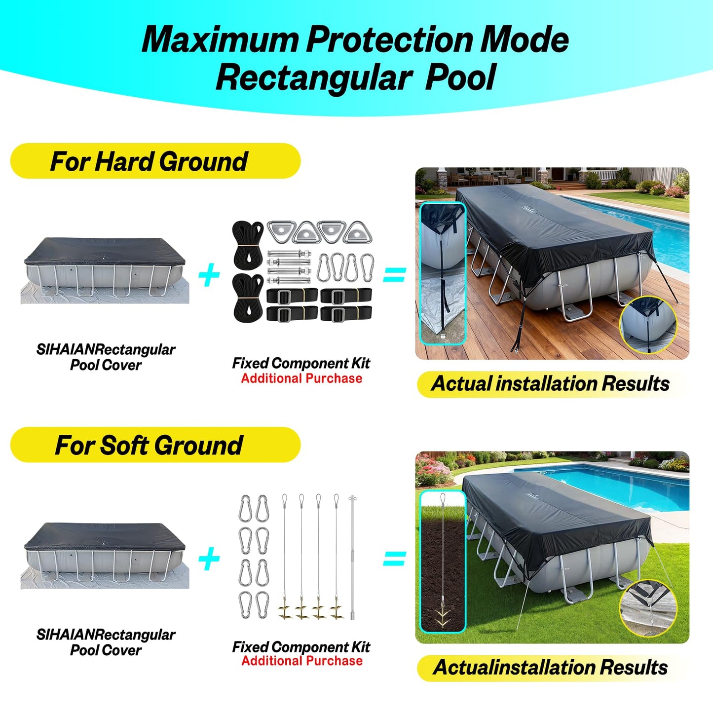 SIHAIAN 10x16Ft Oval Pool Cover with Side Storage for Oval and Rectangular Above Ground Pool, One-Piece Pool Cover, Preventing Waterlogging, UV and Weather Resistant WP:10000kPa+