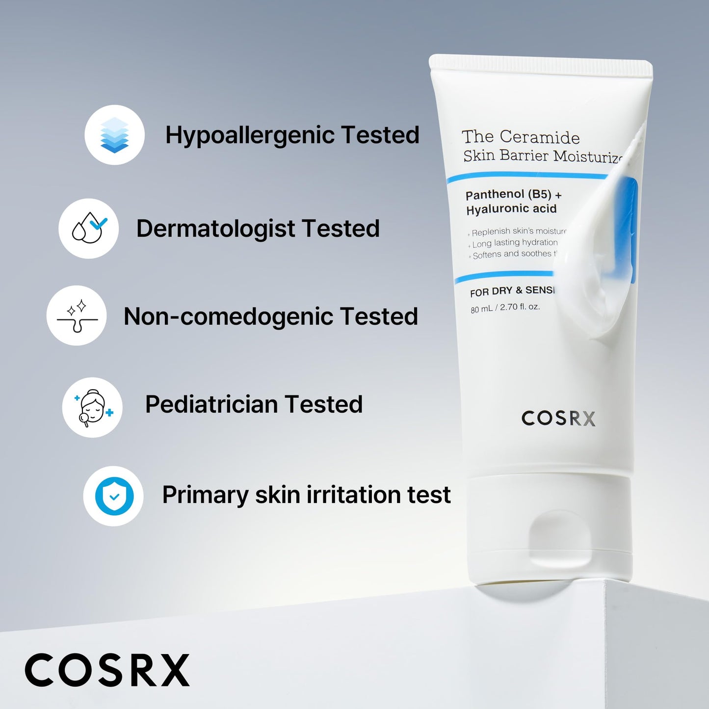 COSRX Ceramide Skin Barrier Moisturizer for Face with 7 Ceramides, Hyaluronic Acid & Panthenol, Barrier Repair Face Cream for Dry & Sensitive Skin, 2.7 oz, Korean Face Moisturizer, Korean Skin Care