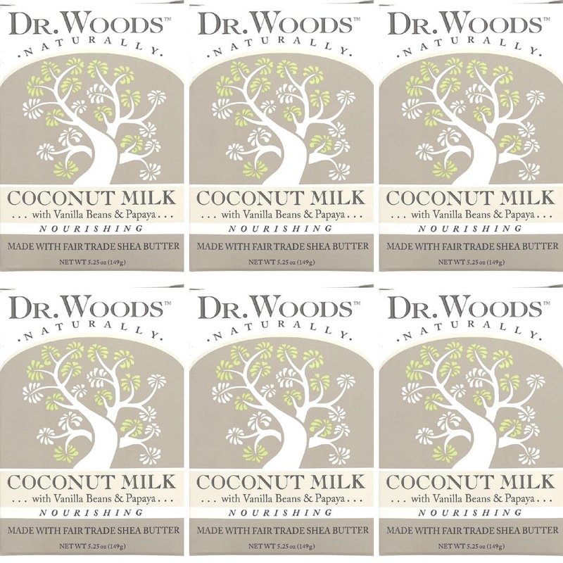 Dr. Woods Coconut Milk Shea Butter Soap, 5.25 oz (Pack of 6)