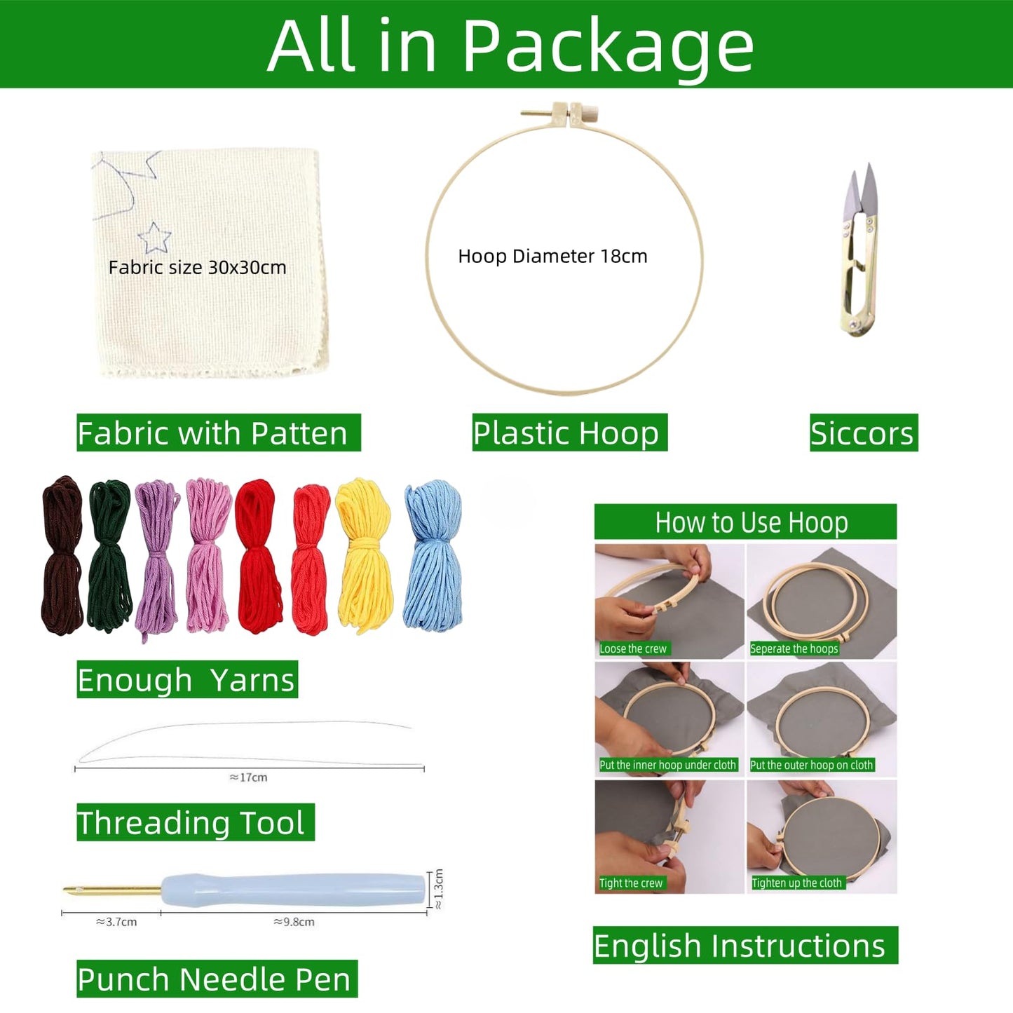 DIY Punch Needle Kits for Beginners Butterfly on Sunflower Simple Shapes with Hoop Punch Needle Starter Craft Embroidery Set Easy for Adults and Children Festival Gift and Decoration 20x20cm-1