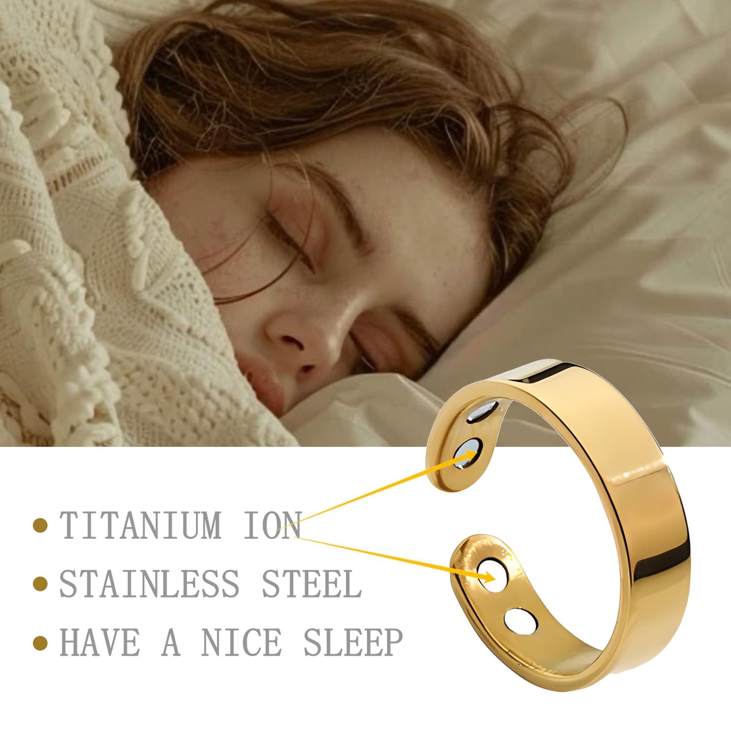 LIU JUN Rings for Women, Magtherapy Lymphatic Drainage Titanium Ion Rings Lymph Nodes Acupuncture Therapy Open Olux Ring For Women Men Health Jewelry Gifts(2magnts-gold+silver)