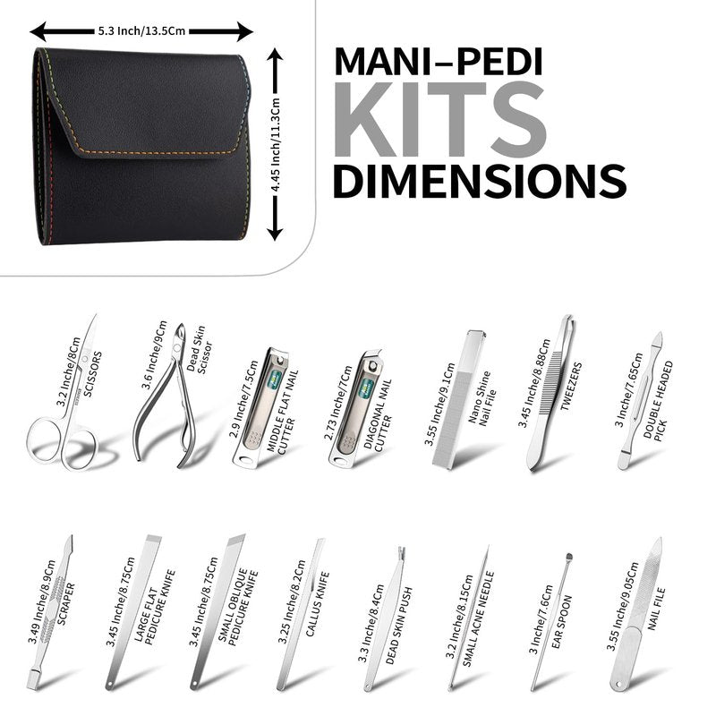 AUSBANNER Germany Professional Nail Clipper Set Fingernail and Toenail Clippers, Manicure and Pedicure Set - 15 Piece Stainless Steel Grooming Set, Nail Care Tools with Deluxe Travel Case