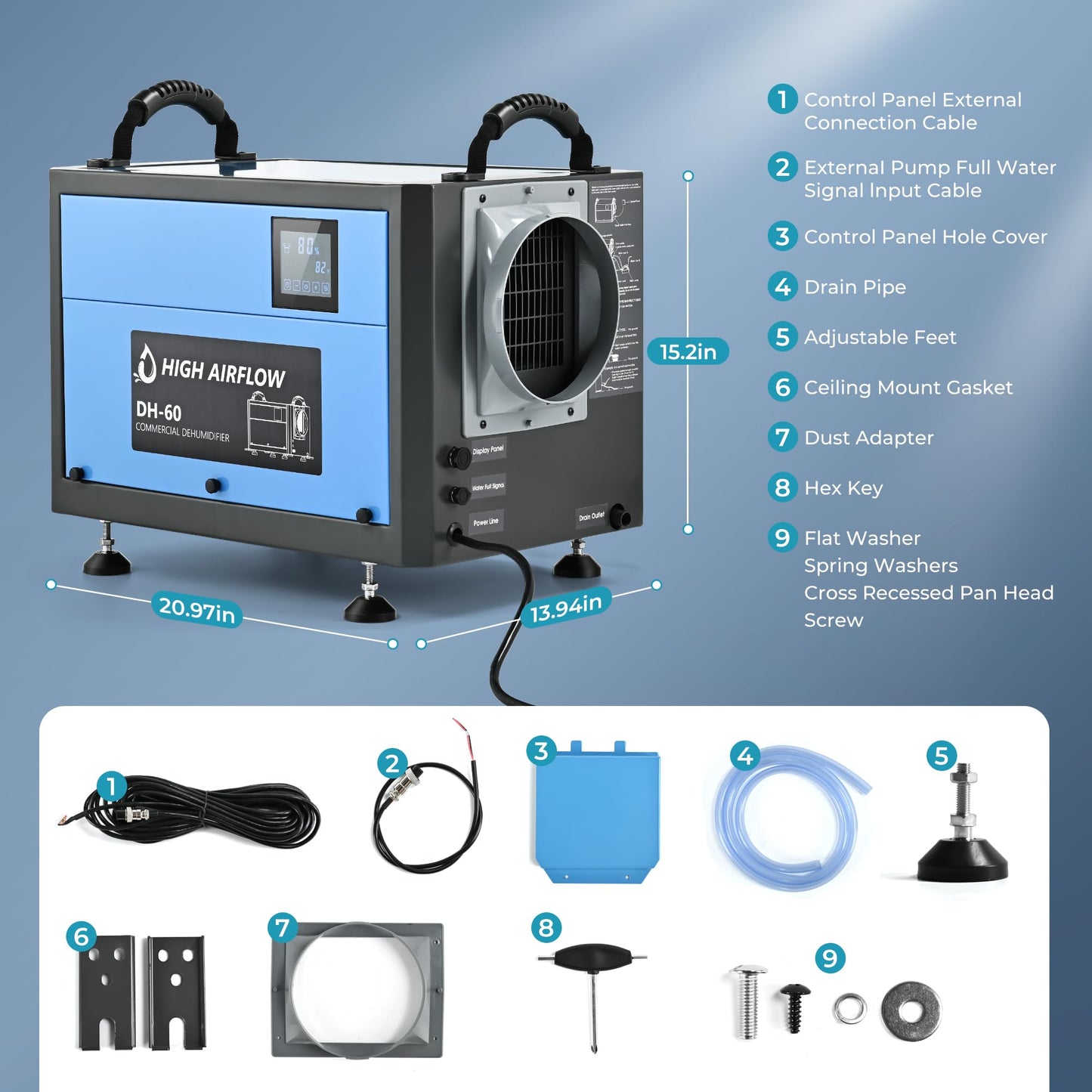 EUHOMY 130 Pint Crawl Space Dehumidifier with Drain Hose, Dehumidifier for Home and Basement, Dehumidify Up to 5500 Sq.Ft Commercial Dehumidifiers, Timer on/off, Automatic Dehumidification