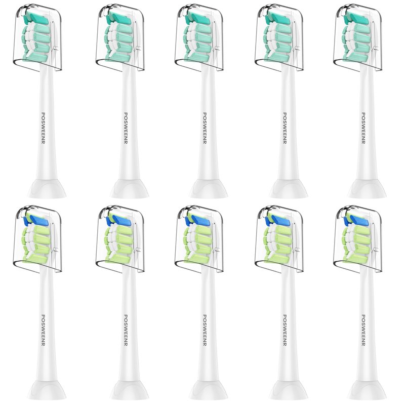 POSWEENR Replacement Toothbrush Heads Compatible with Philips Sonicare, Electric Toothbrush Replacement Heads for Plaque Control 10 Pack White