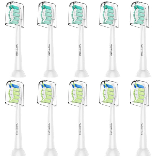 POSWEENR Replacement Toothbrush Heads Compatible with Philips Sonicare, Electric Toothbrush Replacement Heads for Plaque Control 10 Pack White