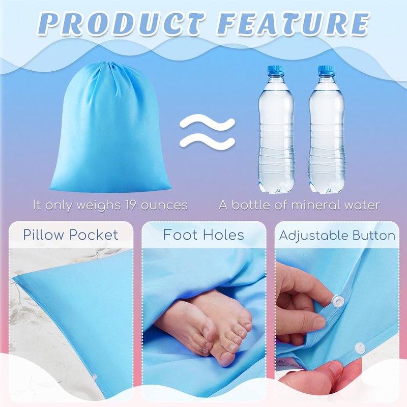 Irenare 2 Pcs Tan Sleep Sack Reusable Body Self Tanners Lightweight Breathable Sleeping Sac Protect Sheets from Dark Tanner for Bed Travel Sleeping Bag(Pink, Blue)