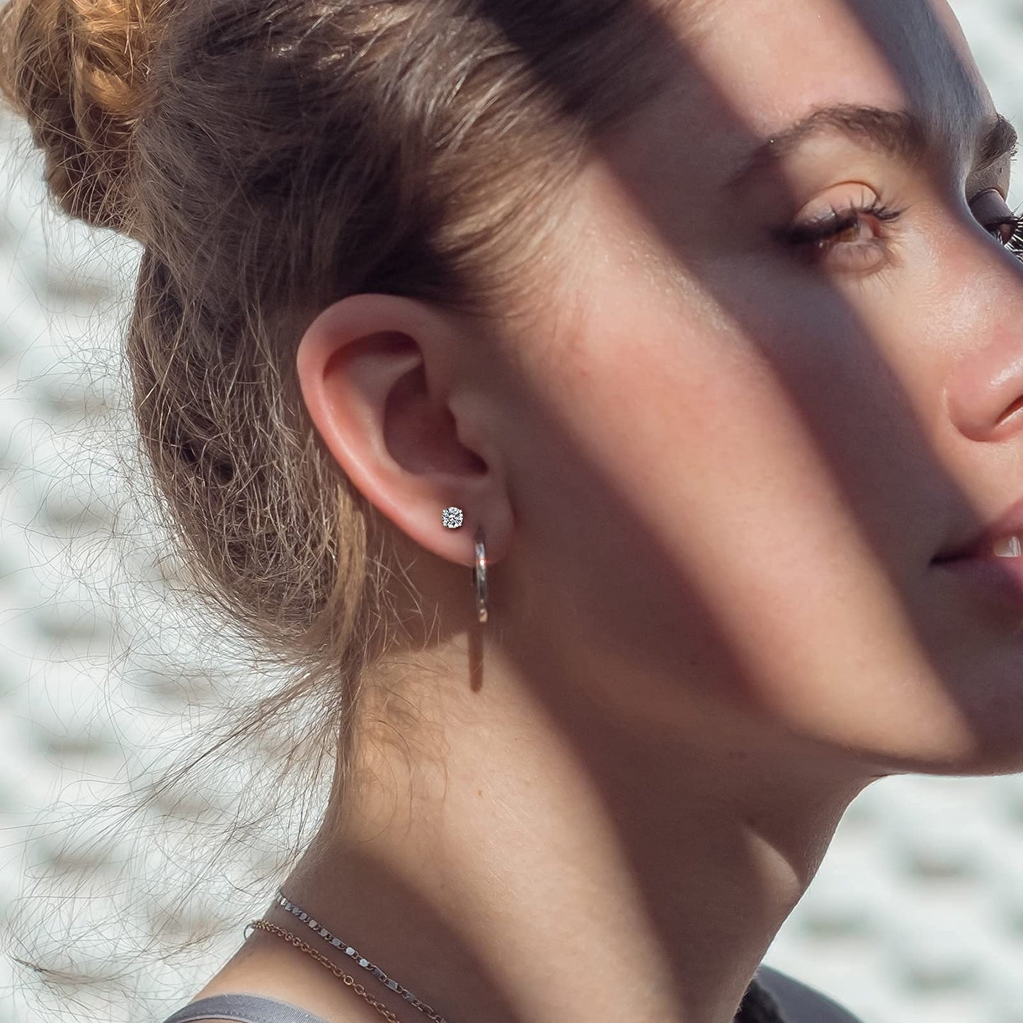 Limerencia G23 Pure Titanium Earrings F136 Implant Grade Titanium Studs 20G Hypoallergenic Round Cubic Zirconia/Princess-Cut/Square/Ball Earrings for Women Men Sensitive Ears(6mm Cubic Zirconia)
