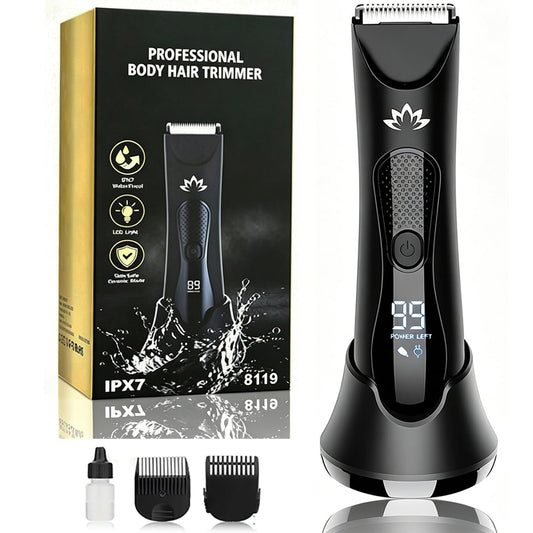 Suttik Manscape Body & Pubic Hair Trimmer for Men, Groin & Ball Trimmer Men, Electric Razor Mens Grooming Kit, Body Groomer Ball Shaver for Smooth Wet/Dry Shaving, Led Light