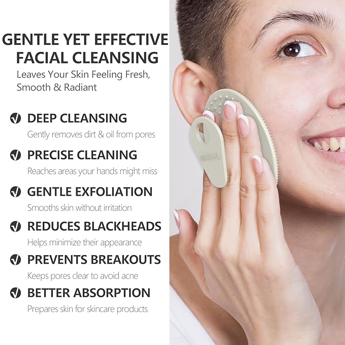 Face Scrubber 6 Pack, BEAUTAIL Silicone Manual Facial Cleansing Brush for Men Women, Gentle Face Scrubber Exfoliator, Skin Care Exfoliating Face Brush