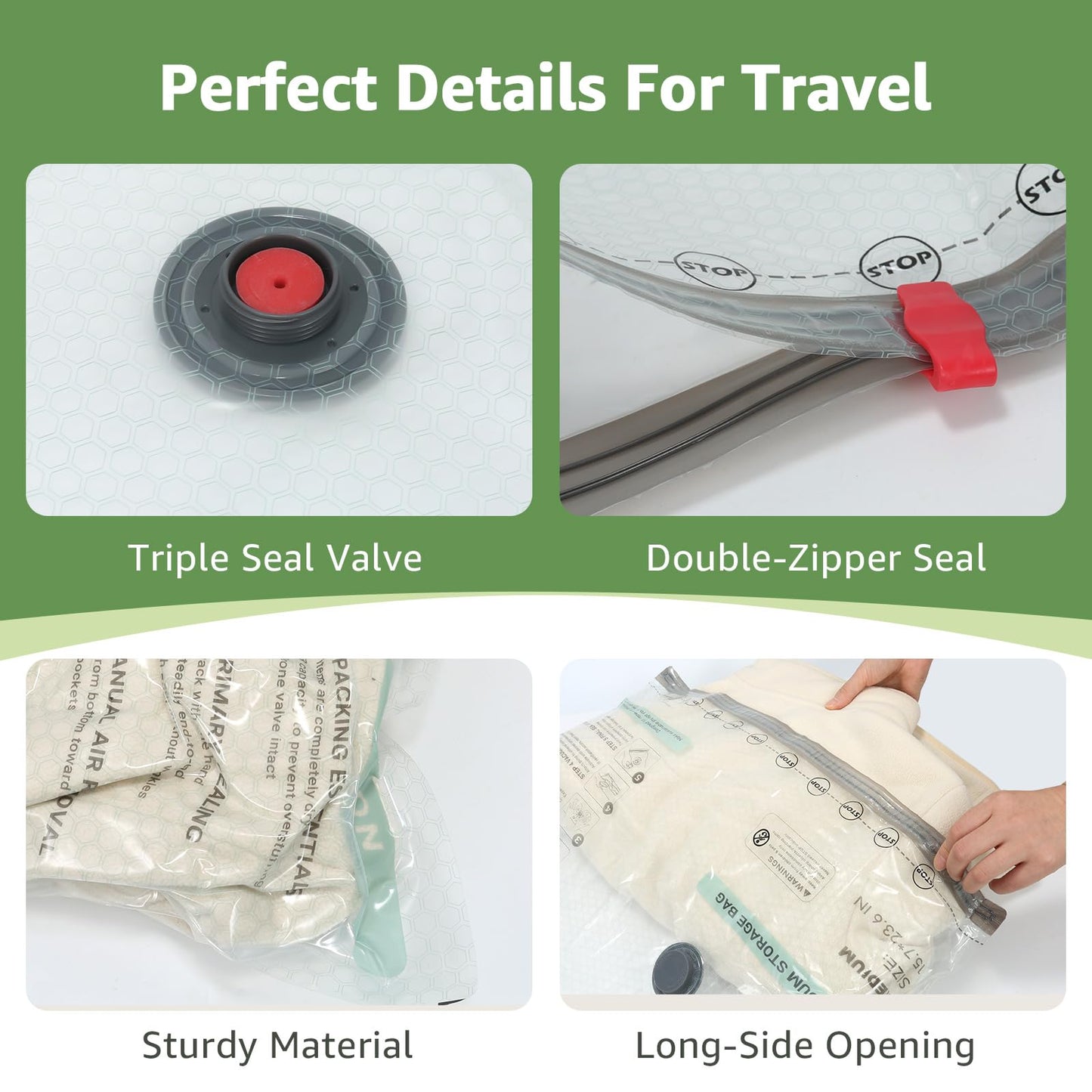 9 Packs Vacuum Bags for Travel with Rechargeable air Pump, 3 Sizes Vacuum Seal Bags for Clothing, Space-Saving Compression Storage Bags for Travel & Closet Organization
