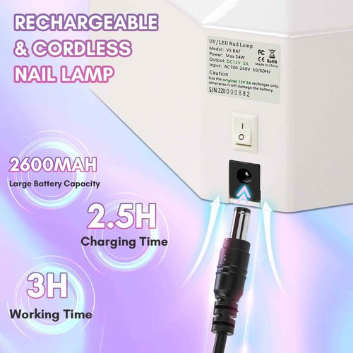 Makartt Clear Blooming Gel 15ml UV LED Soak Off Nail Art Polish for Spreading Effect Bundle With Aurora 36W Rechargeable UV LED Light Cordless Nail Lamp