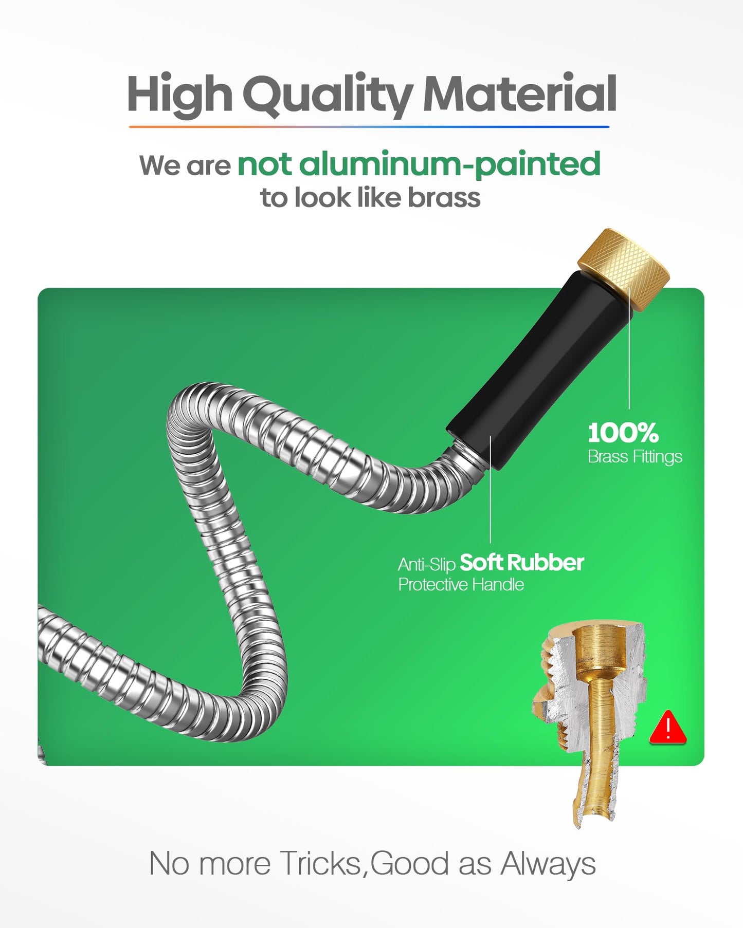 Short Metal Garden Hose 5 ft Connector, Stainless Steel Small Hose Extension Adapter for Hose Reel, Long, Flexible, Lightweight & Heavy Duty Water Pipe, No Kinking Outdoor Water Hose for Yard, 5 Feet